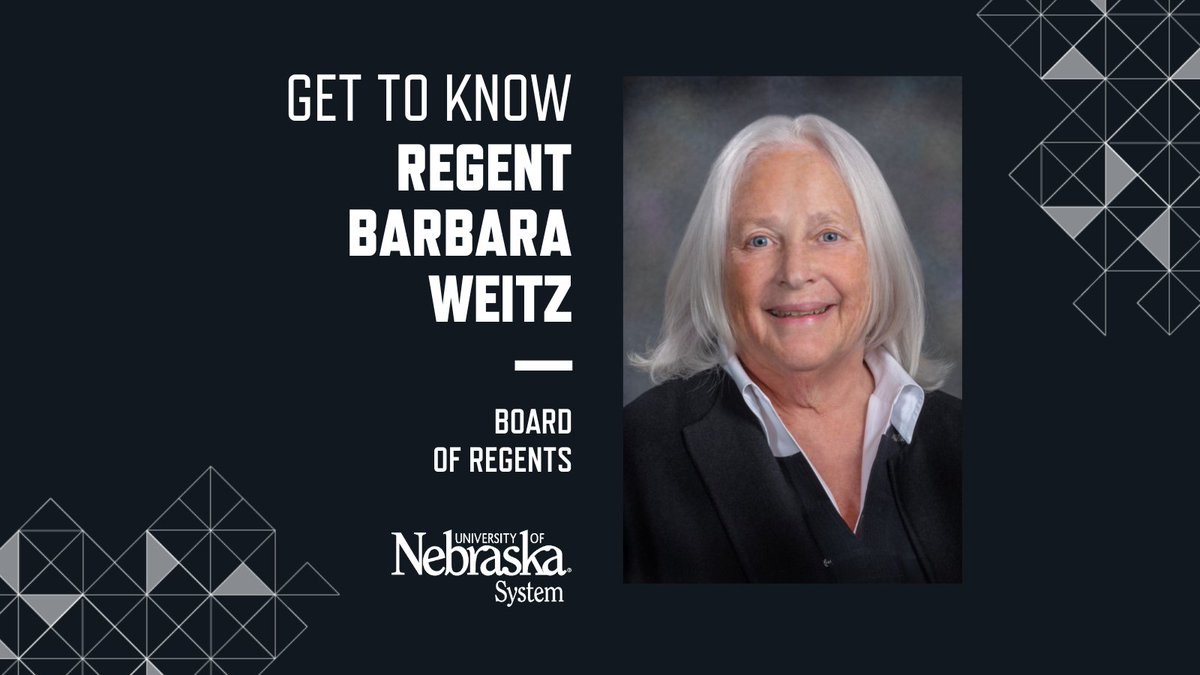 u_nebraska's tweet photo. MEET OUR LEADERS: Barbara Weitz has represented District 8 on the Board of Regents since 2018. She earned a master of social work degree from @UNOmaha and served as a faculty member in UNO’s School of Social Work. Learn more about Regent Weitz here: https://t.co/gww9tFV6eO https://t.co/PwEDN42O5R