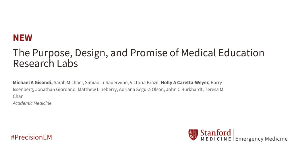 In a new study the authors describe the organization and mission of #meded research labs contrasted with those of larger research team configurations, such as research centers, collaboratives, and networks. Abstract available at ow.ly/iWuR50KCEzj @MikeGisondi @holly_cw