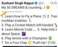 itsanubha's tweet photo. Gracious Honour 2 say aloud @itsSSR being his 🦋 shall strive to fulfill "Our unfilled dreams " #SushPromise 2 Prepare US to live each highlighted dream with all passion vigor curiosity n to explore #Unknowns while they entangle us at quantum level
Sushant Unfulfilled Dreams https://t.co/kpNOazl44B