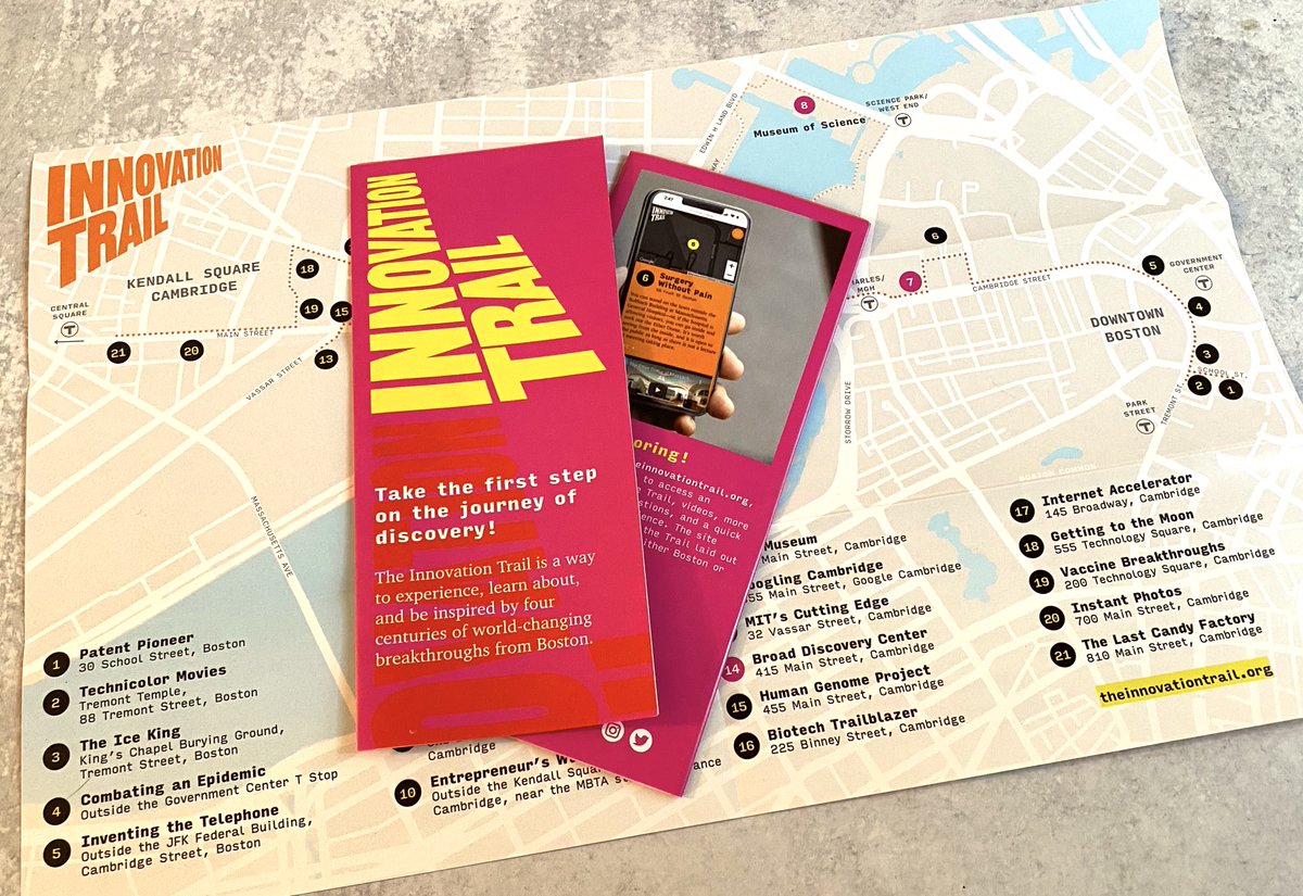 ScottKirsner's tweet photo. .@BostonInnoTrail printed maps, by @VDialogue — look for them in the wild this month! #boston #tourism #stem (You can also print your own at https://t.co/ib8JgsxJL1) https://t.co/nhpJLszkzt