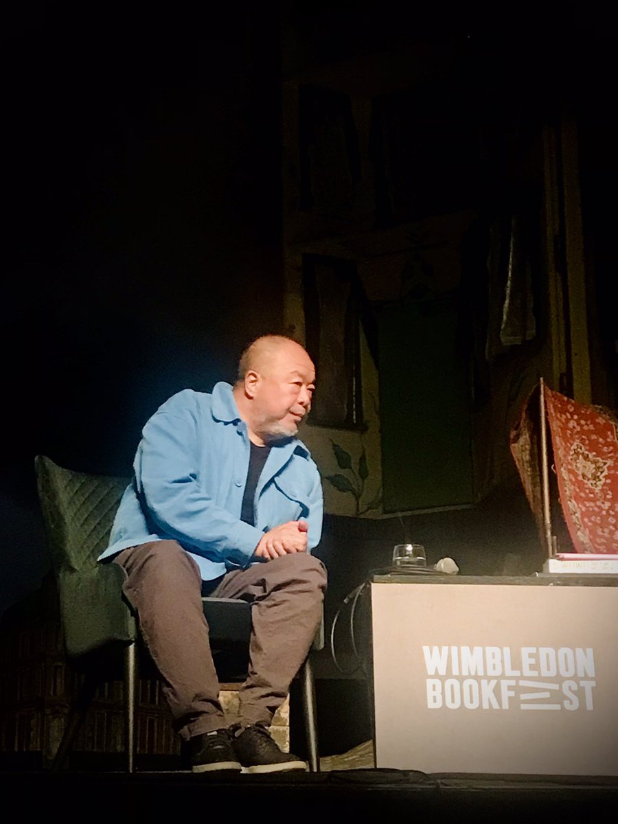 Chirpy_Chick's tweet image. What an honour to listen to @aiww An incredible artist, activist and man of our time. A huge voice speaking out against tyranny - yet so softly spoken and humble. Thank you for your book. Very much looking forward to reading #1000YearsOfJoysAndSorrows  @Wimbookfest