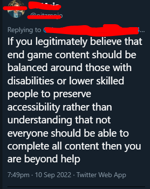 Someone asked me yesterday why I feel passionate about raising money and awareness for disabled gamers.

As long as there are gatekeepers yelling with such righteous indignation that disabled people should simply learn to accept some content need not be accessible, I will fight.