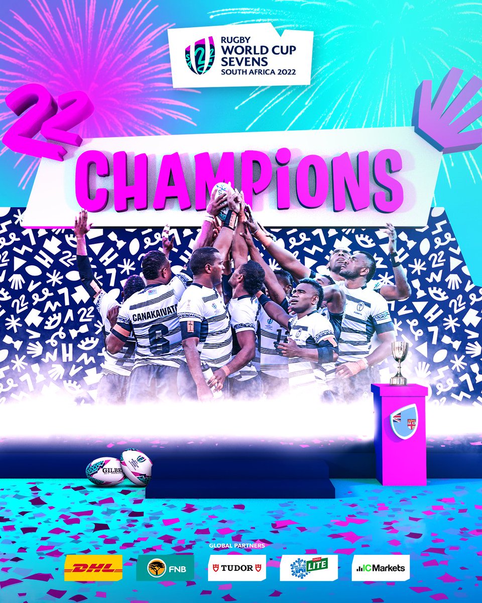 SVNSSeries's tweet image. Back on top!

The 2022 Rugby World Cup Sevens title belongs to @fijirugby 🏆

#RWC7s | #HereToSevens