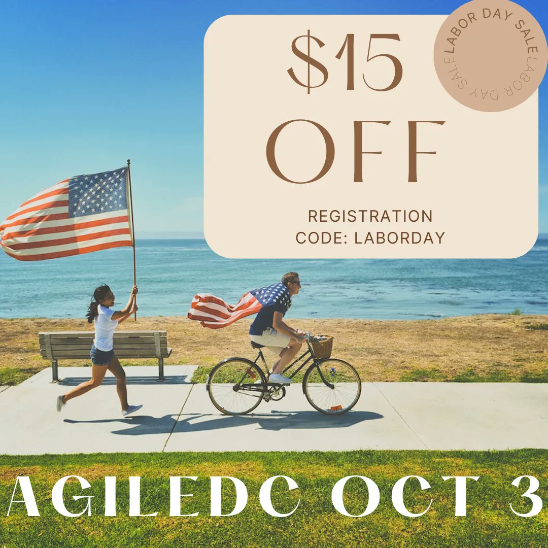AgileDC's tweet image. Last chance to save $15 off your AgileDC registration. That&apos;s only $160! Sign up before midnight and use code: laborday buff.ly/3PeeAkd