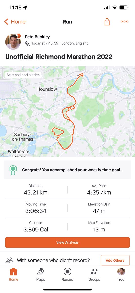 buckleypete's tweet photo. @RichmondRunFest Managed to get around most of the official route and grab a PB as well! It’s a really lovely route and I’m looking forward to the rescheduled race hopefully soon! https://t.co/EhJCmc8alA