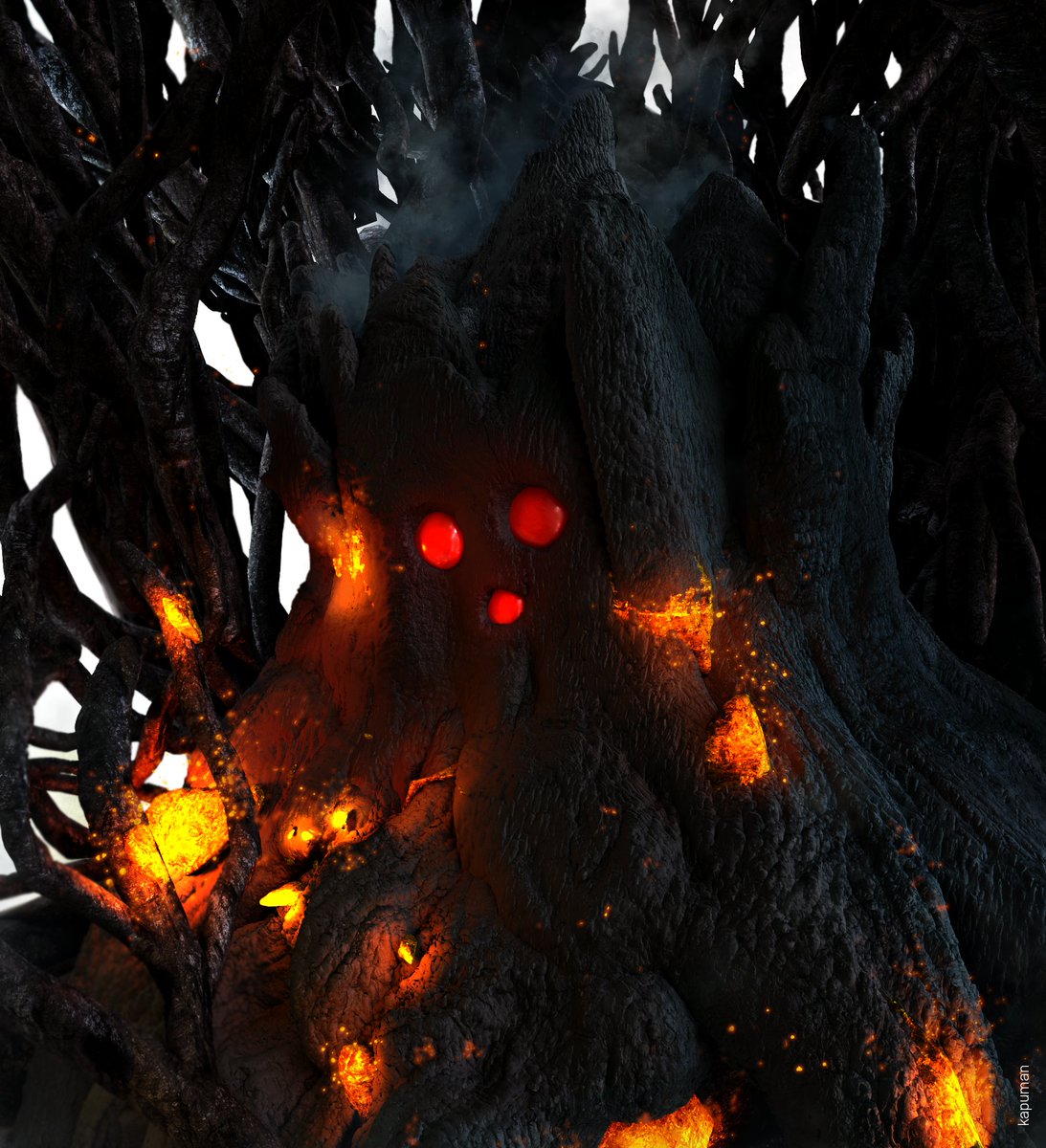 man_kle's tweet photo. Tête d'arbre brûlé 
#zbrush #arnoldrender https://t.co/J2HJRET37u
