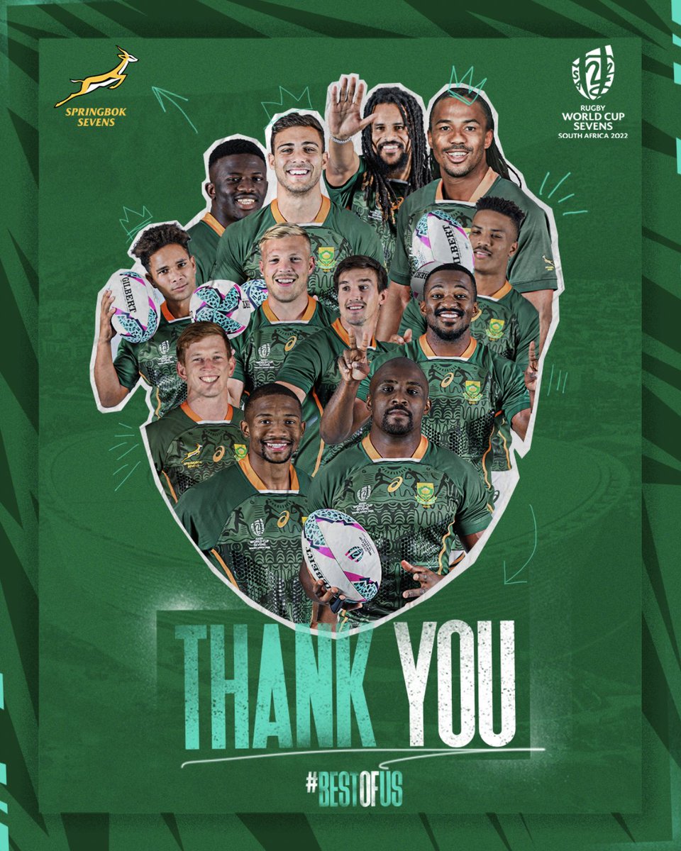 Blitzboks's tweet photo. Thank you for the amazing support South Africa. 💚🇿🇦

It was not the weekend we were hoping for but we will come back stronger together. 💪

#BestOfUs #RWC7s https://t.co/YhrWS1g3nT