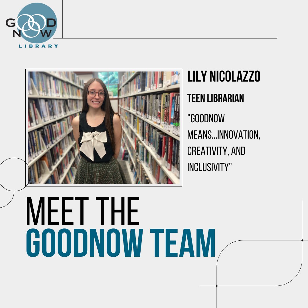 Introducing "Meet the Staff Sunday!" Lily, our teen librarian, has been at the Goodnow Library for 3 years and she loves reading anything horror- go to her for a great Halloween read! To her, Goodnow is a space for innovation, creativity, and inclusivity. #meetthestaff