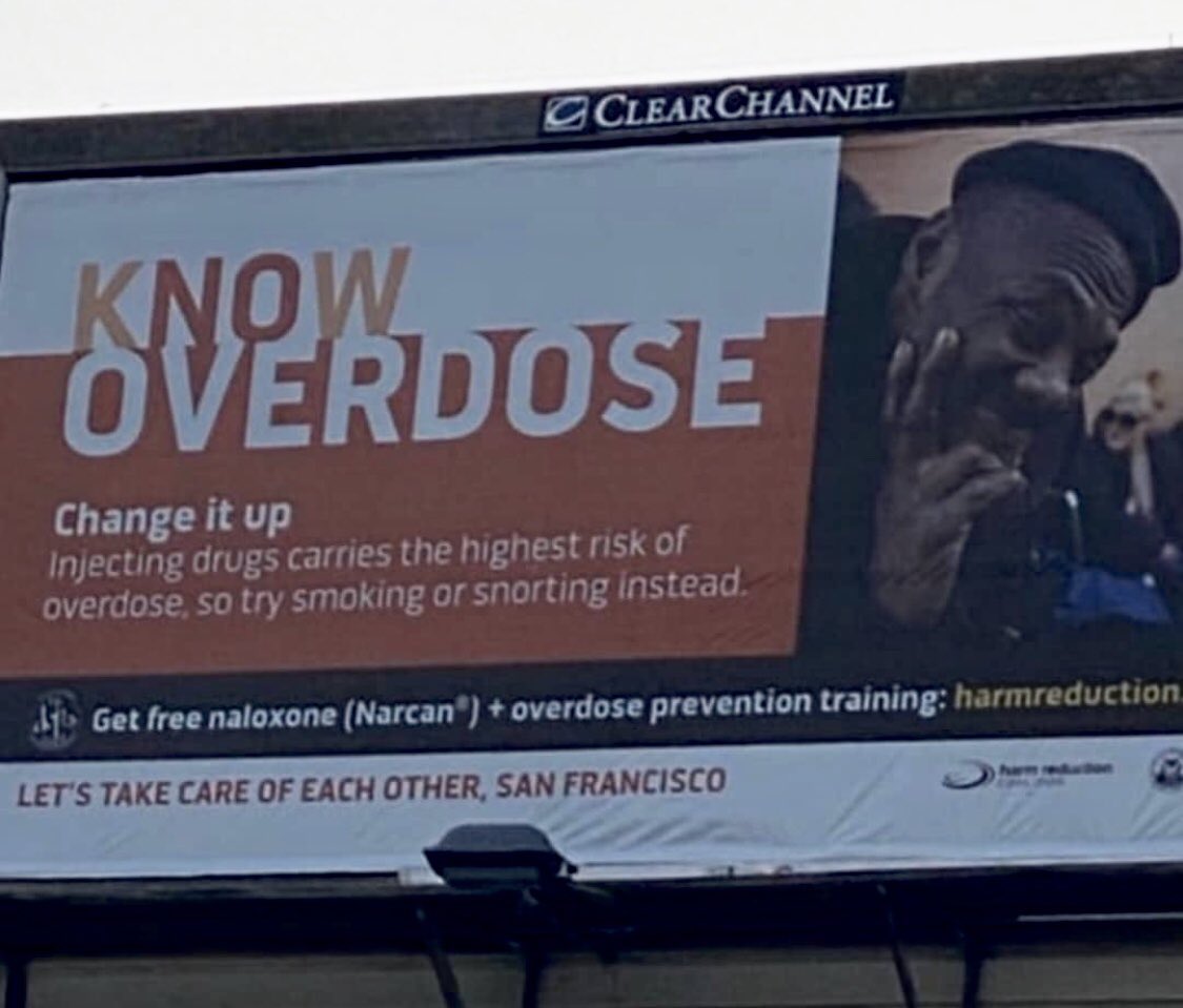 balajis's tweet photo. Why do you hate immigrants so much? 🙂

The data scientist from Delhi wasn’t the one handing out syringes on the street. 

It was the native-born trustafarian who ran billboards like this, abusing public funds to encourage snorting hard drugs. https://t.co/w09Rl2N3W1