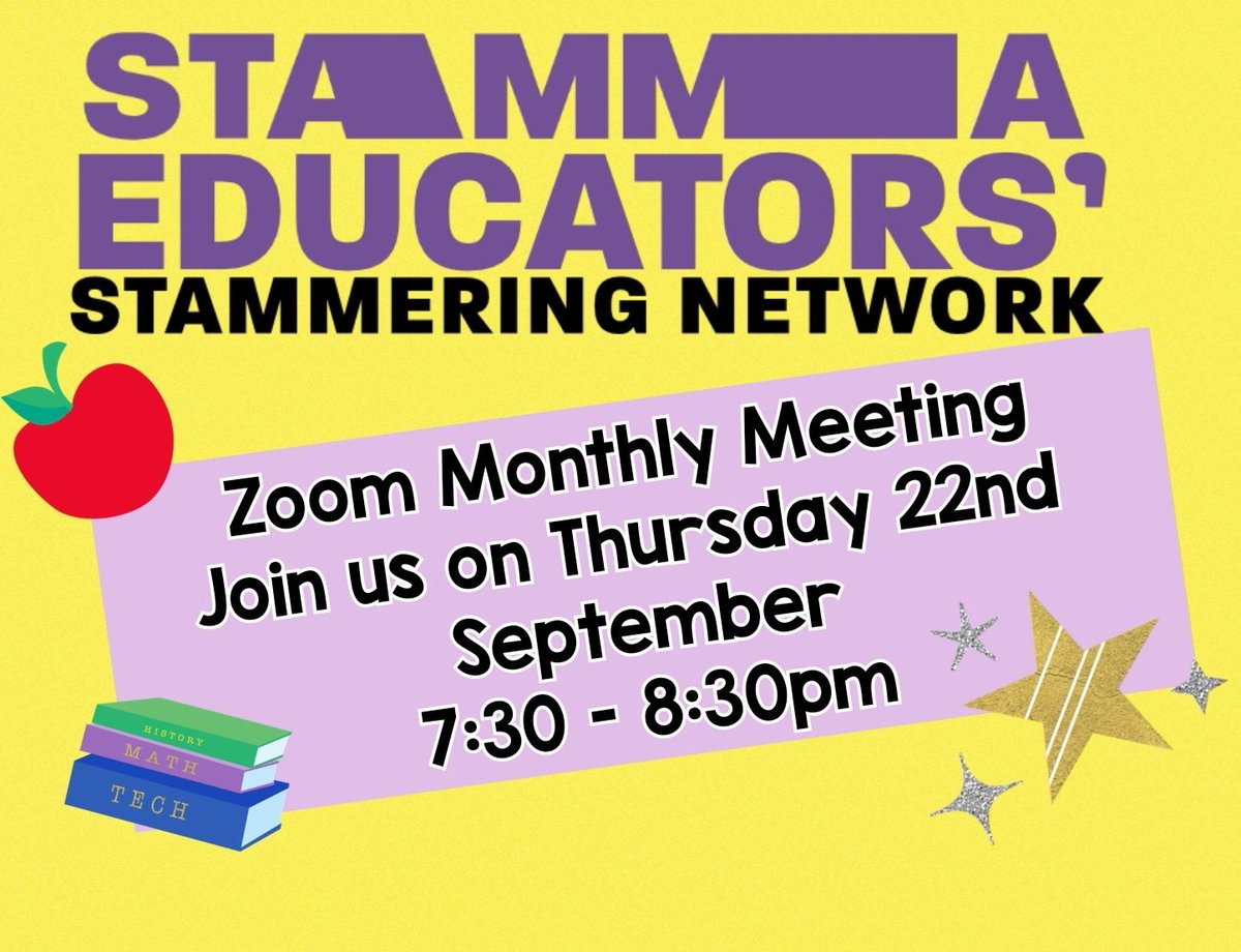 stammaeducators's tweet photo. Join us for our monthly meeting! We will be discussing how going back to school can be difficult for stammerers and what we can include in our training pack to help with this. Email stammaeducators@gmail.com for the Zoom link. https://t.co/TCaarHuYV2