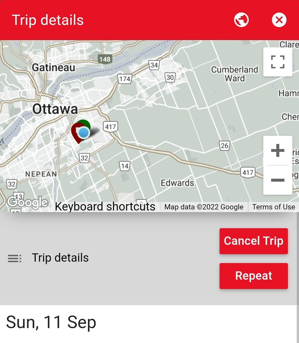 JohnRed1011's tweet image. #OttTransitChallenge2022 my pick-up is scheduled for 4 pm no eta yet usually GPS up half hour before pick-up @OttTransitRider