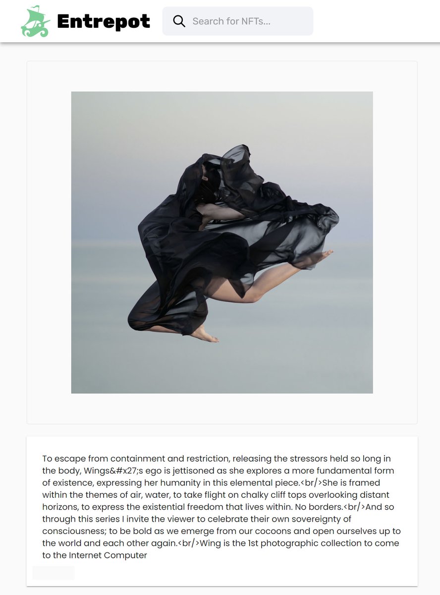 Web3Biebert's tweet image. I remember when @Olisav launched the first photography collection of fine art on the #IC last year.

#Wing

It changed the dynamic &amp;amp; gave us fine art to frame on our future virtual metaverse walls.

The floor is now 150 $ICP 👀(not my piece).
entrepot.app/marketplace/wi…