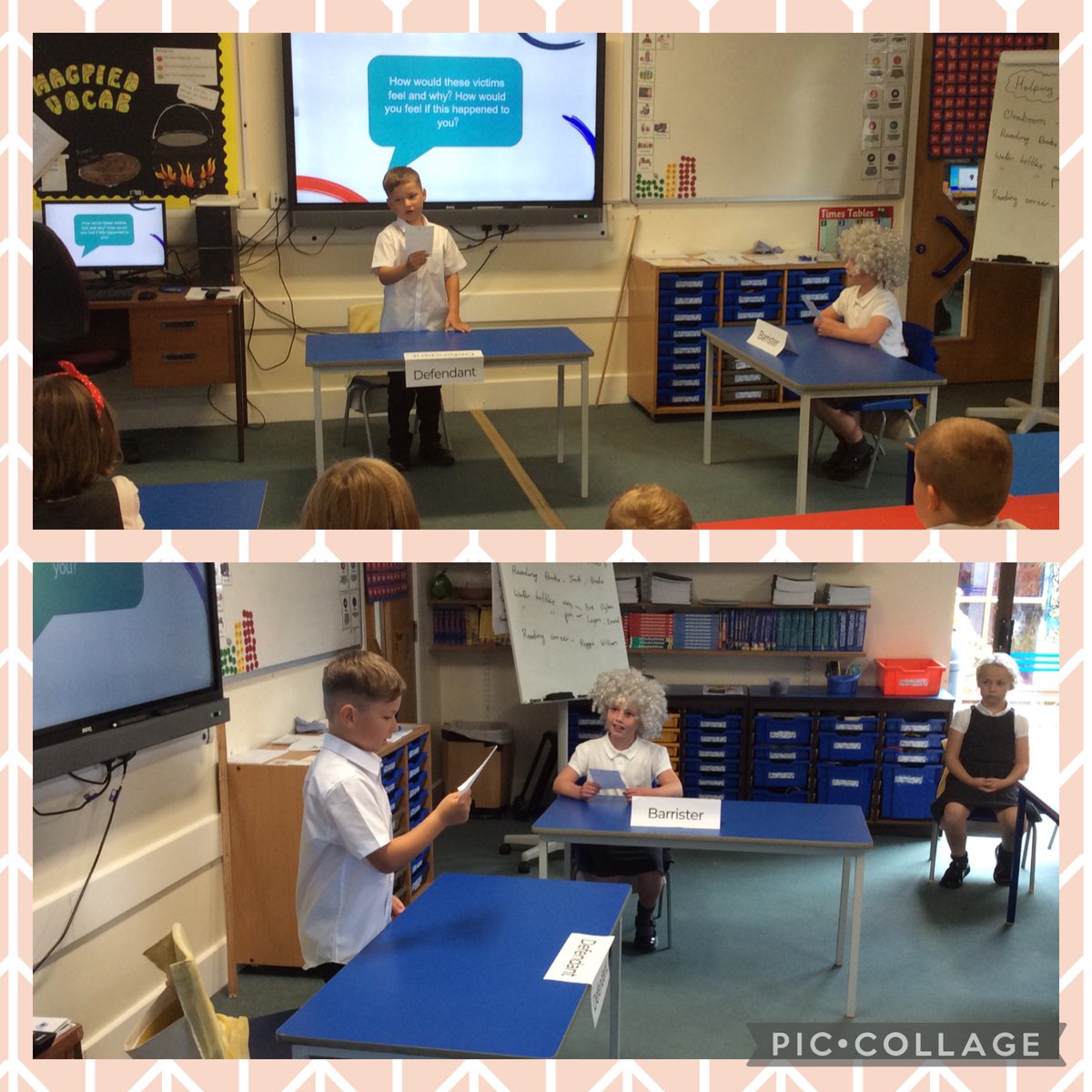 Y3Hunmanby's tweet photo. Internet safety. 
Year 3 were a very tough jury. 
All guilty defendants were given the maximum prison sentence! https://t.co/3NVC3C9Jb9