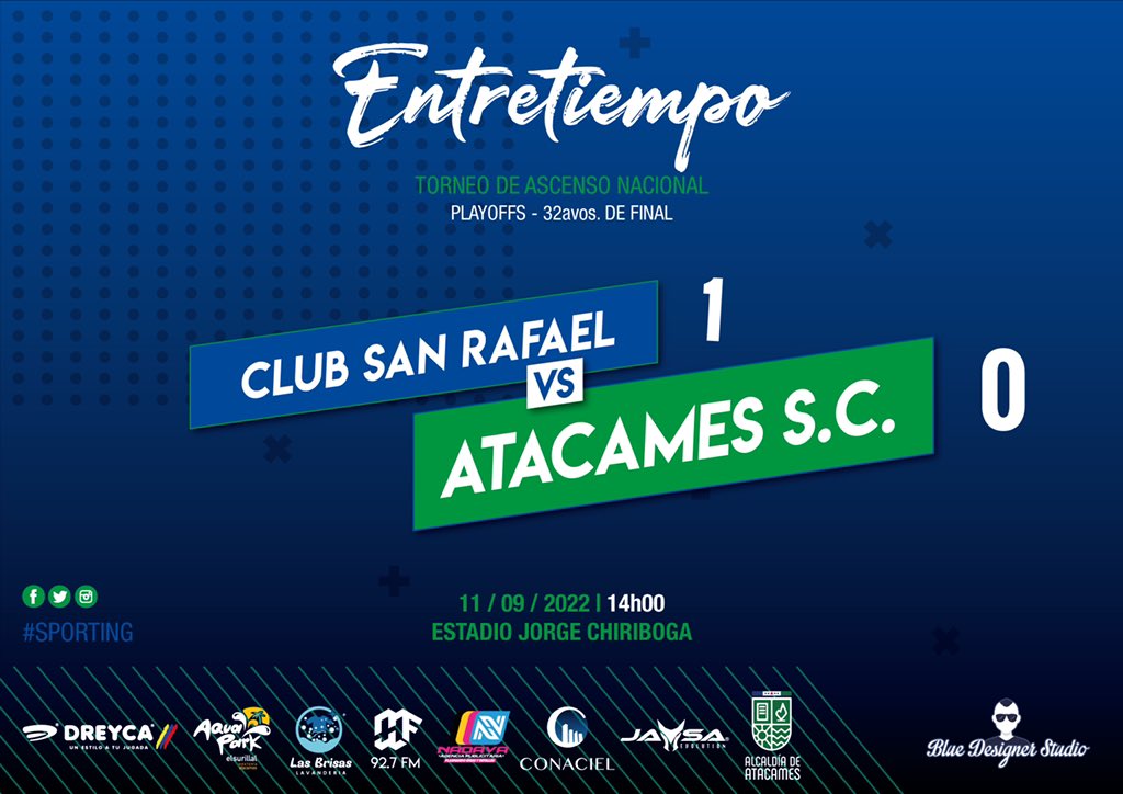 Descanso en #LaConcordia!

#DaleSporting 💙⚽️💚 #ContigoHastaPrimera 🔝