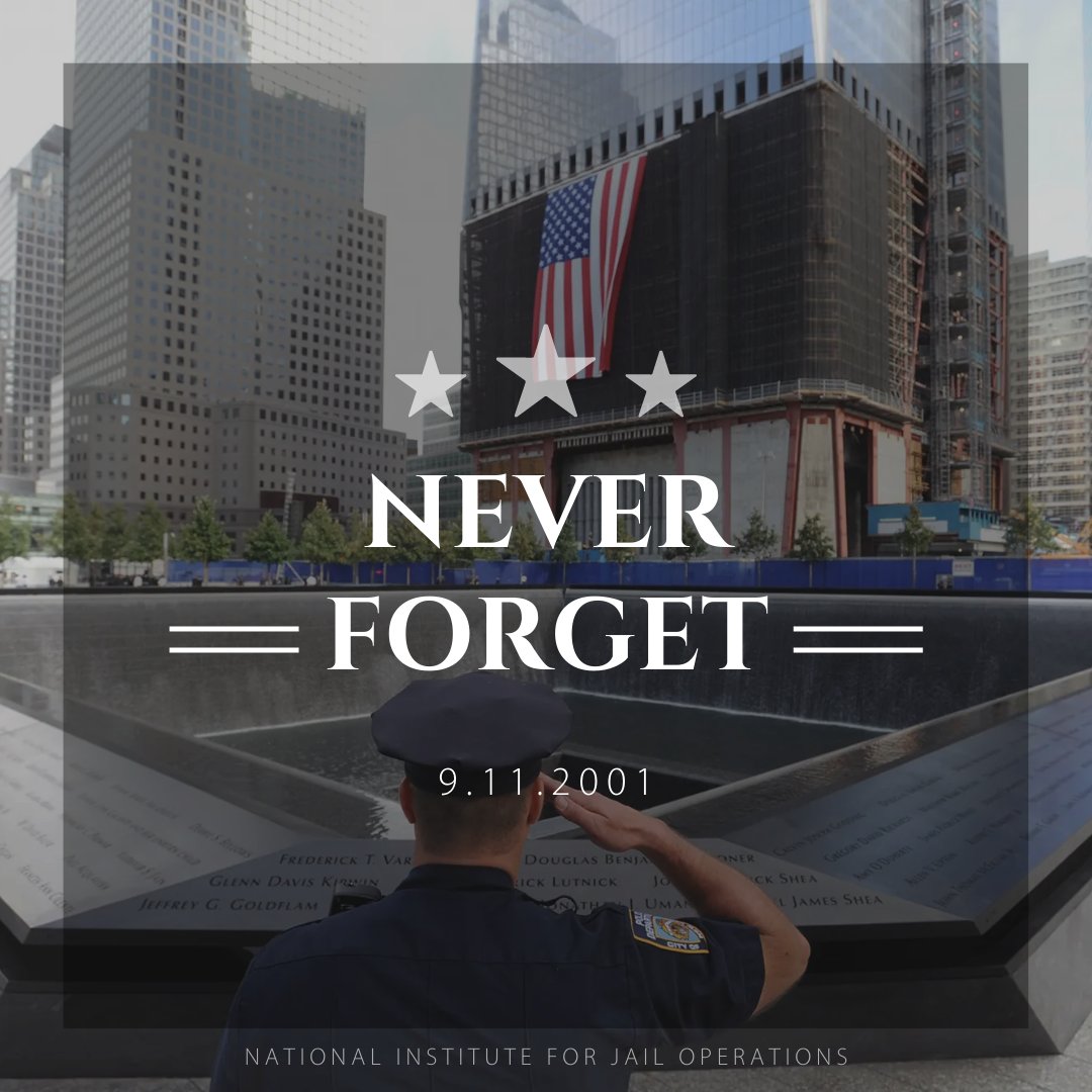 JailTrainingOps's tweet photo. Today we solemnly remember the victims of 9-11-01 and honor all those first responder heroes who risk their lives daily to serve our nation’s communities. #911tribute #wewillneverforget #patriotday https://t.co/ZiWq75lrOE