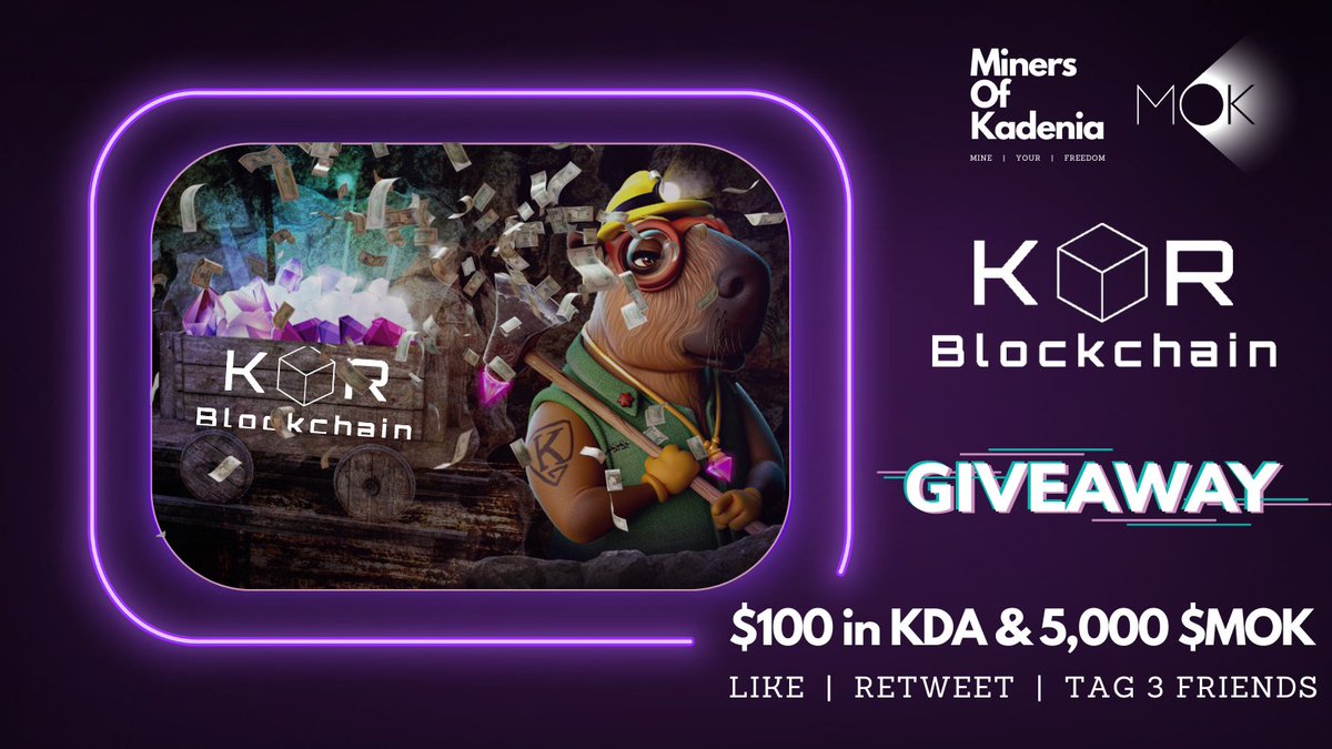MinersOfKadenia's tweet photo. 🚨Giveaway time🚨

We have teamed up with @KorBlockchain to giveaway 5,000 $MOK and $100 to one lucky person!!

🖱️Follow @MinersOfKadenia &amp; @KorBlockchain
❤️Like
🌀Retweet
🧑‍🤝‍🧑Tag 3 friends
⭐️Join both our Discords
https://t.co/8SbGhzRbGz
https://t.co/sC6s1sAi3p

Ends in 72 hours!! https://t.co/nPlN2uFp4I