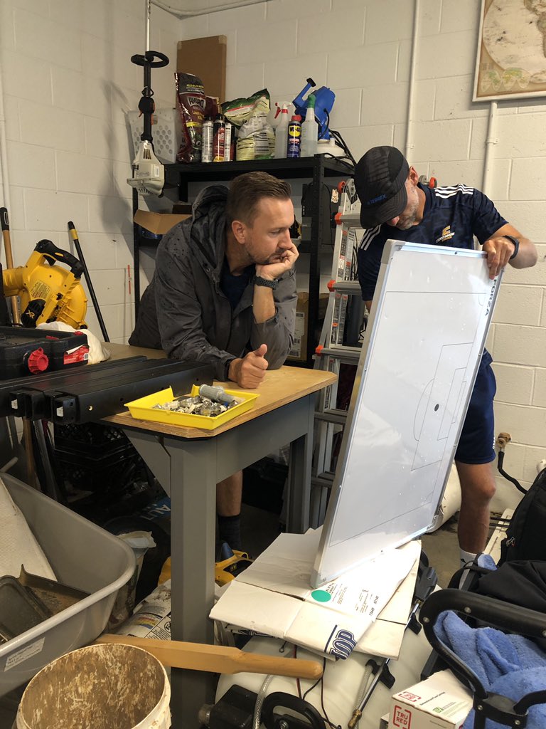 GoMocsSoccer's tweet photo. A weather delay can’t stop the strategy sessions. https://t.co/nWyWld5FM9