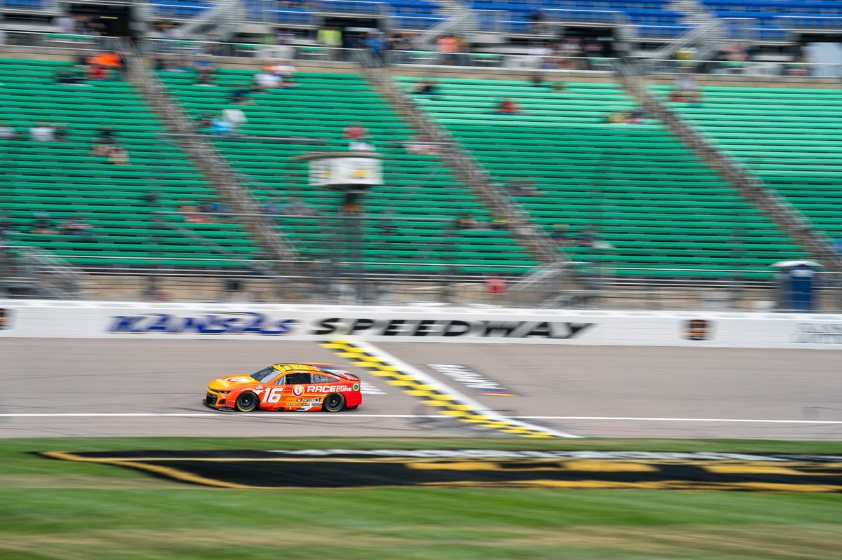 KauligRacing's tweet photo. With 21 laps to go in the opening stage, the @CURE_Ecosystem Chevy runs P29.

@NoahGragson is reporting he’s struggling with rear grip. 

#HollywoodCasino400 https://t.co/yrFuOQBDWc