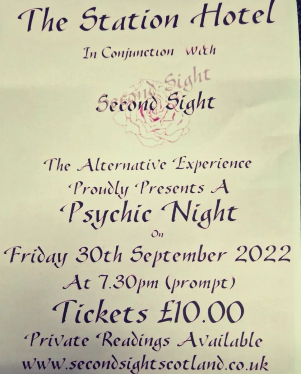 StationHotel1's tweet photo. 💎 Second Sight Psychic Night 💎
Friday 30th September from 7.30pm
The alternative experience, with private readings available...
Please get in touch to book 🤍 https://t.co/PGj9ns9Ahn