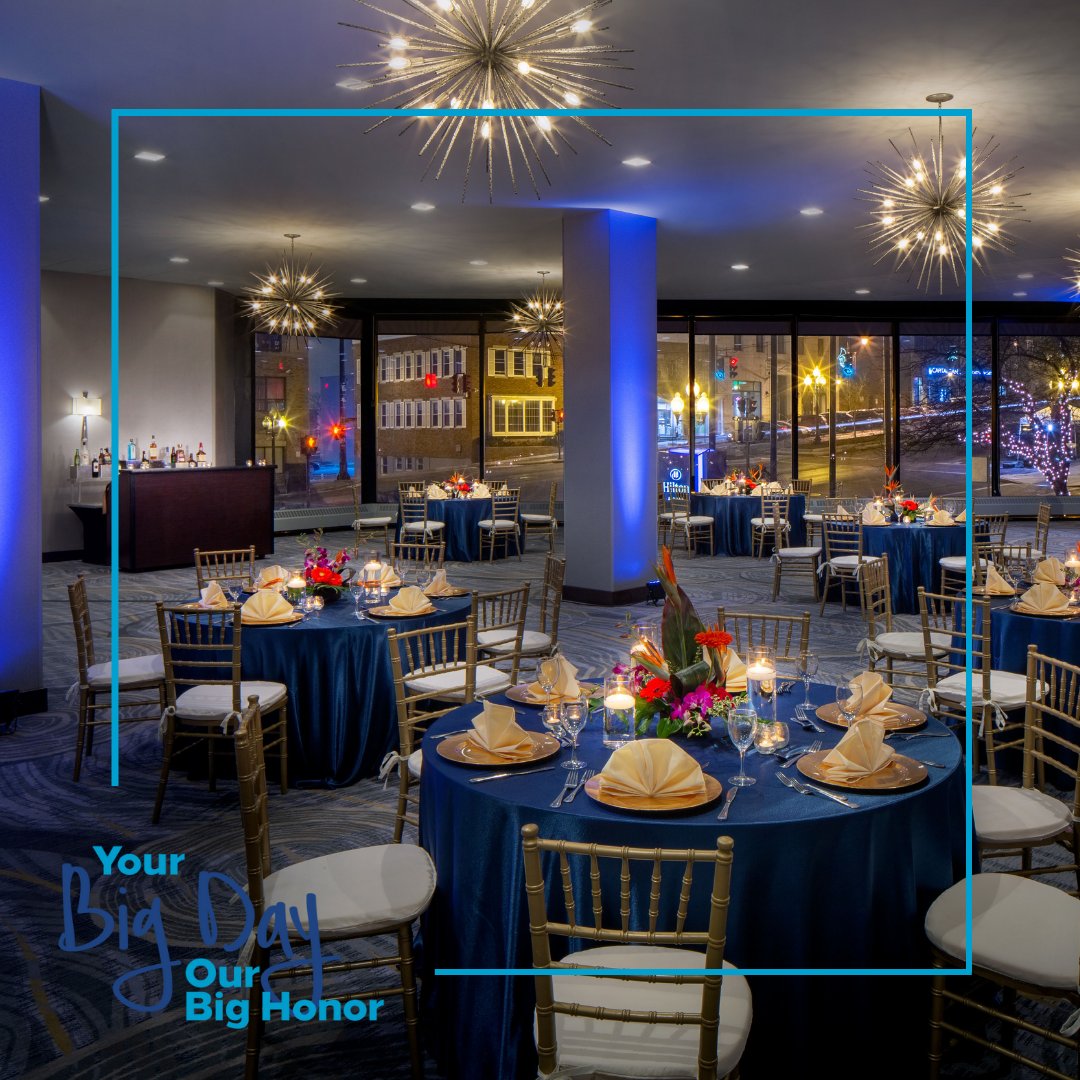 Our Kelsey's ballroom is a beautiful location for a rehearsal dinner, wedding reception, or brunch! With floor-to-ceiling windows overlooking downtown Albany, this room sparkles both day and night. #weddingwednesday #upstatenyweddings #hiltonalbany #wearehilton #hiltonhotels