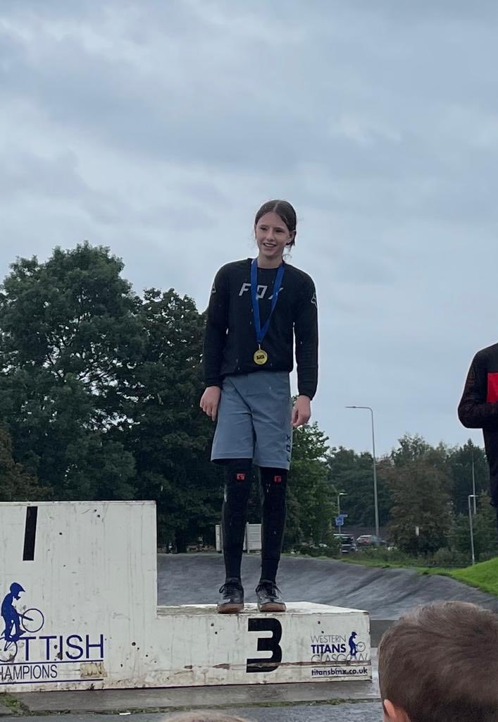 lor_maguire's tweet photo. Nina picking up novice 3rd in today’s Scottish Open 2022 BMX racing ⭐️ the only girl on the podium in her age category!  ⁦@StModansHS⁩ ⁦@stmodans_psd⁩ https://t.co/fZUVtwYcRl