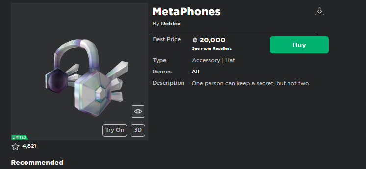 ZayaZX2012's tweet photo. #RobloxDev #roblox #READYPLAYER2 For all the people/players that got this if this ever becomes limited ill take it for one of theses prices (hope to god its a limited I want this)cause I never got it Roblox👌😄(yet I was number 657) https://t.co/cUalmWv95y