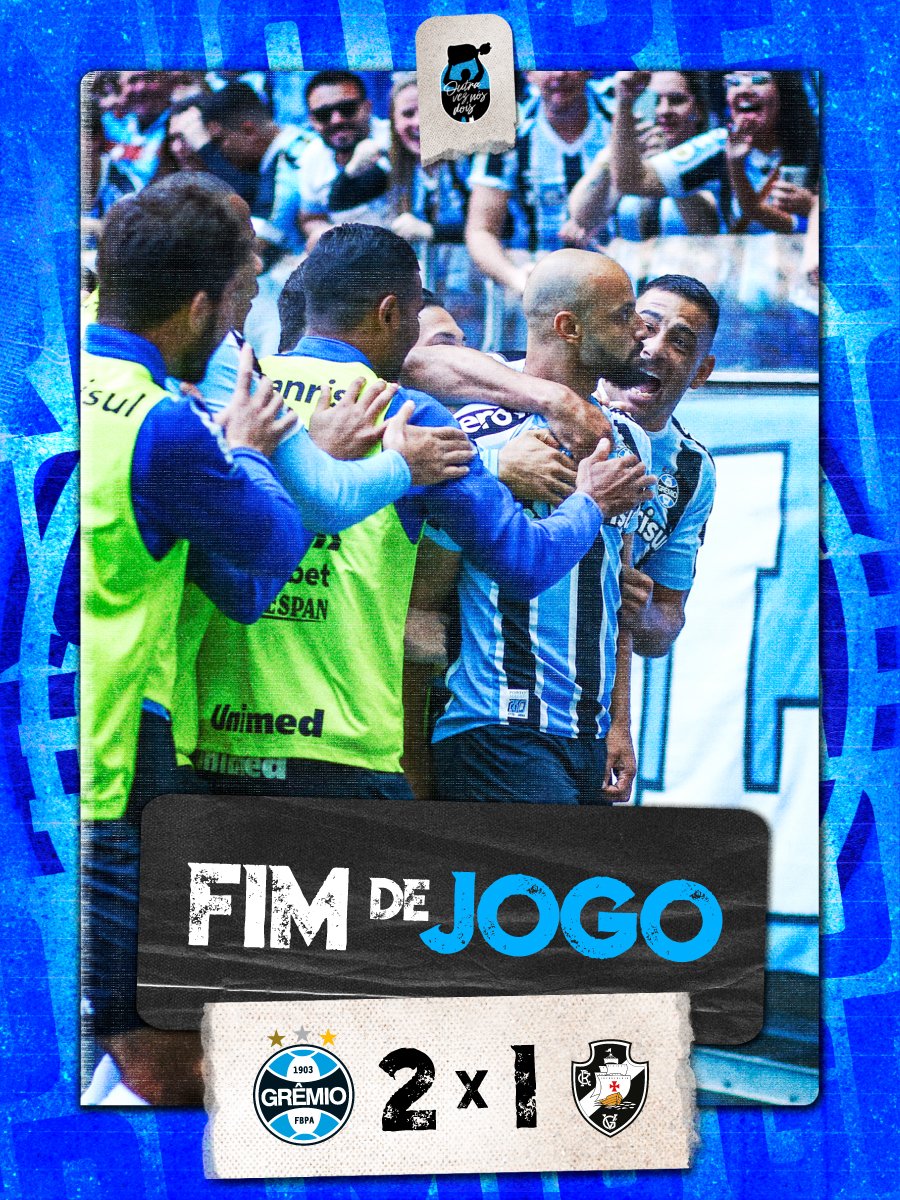 Gremio's tweet photo. Fim de jogo: #Grêmio 2x1 Vasco
QUE TARDE MARAVILHOSA! Com mais de #50MilNaArena, vencemos de virada a equipe do Vasco, com gols de Bitello e de Thaciano.
🇪🇪 #GRExVAS #Brasileirão2022 #OutraVezNósDois https://t.co/MxntRGUmOH