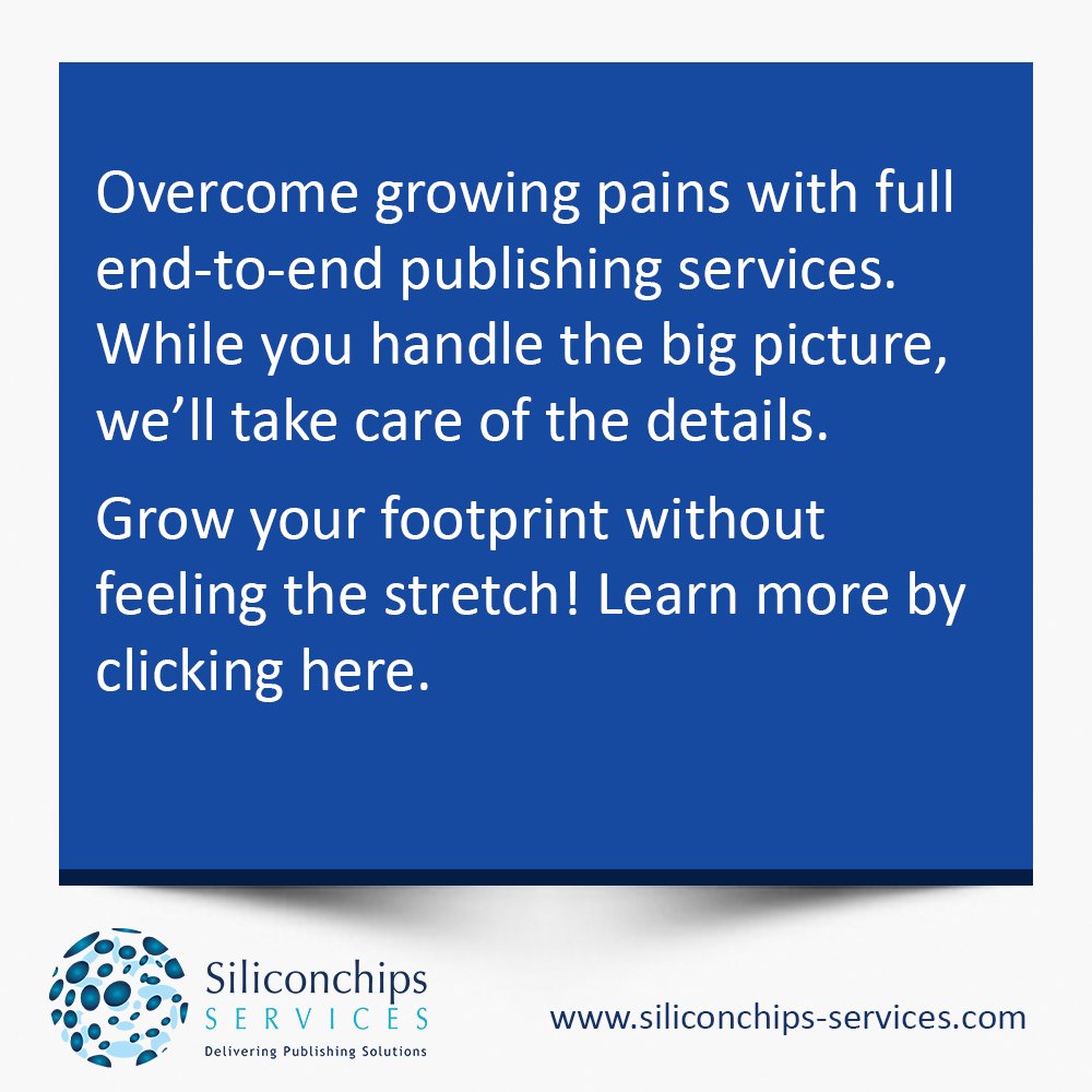 siliconchipsuk's tweet photo. Overcoming growing pains with end-to-end publishing services!

#siliconchipsservices #marketingstrategy #entrepreneur #entreprenership #innovation #management #journals #openaccess #universities #digitalpublishing #publishing #leadership #strategy #success  #creativity #networki https://t.co/mFBJSxxfKZ