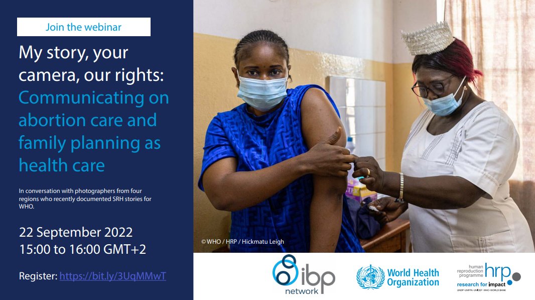HRPresearch's tweet photo. This Thursday, join @WHO, HRP &amp; @ibp_network to talk about visual storytelling &amp; sensitive approaches to communicating #SRHR, specifically #abortion and #FamilyPlanning. Photos &amp; perspectives from four WHO Regions:
🔗https://t.co/dOp1nceAdC 
#Sept28 #InternationalSafeAbortionDay https://t.co/vxbXm6pUaj