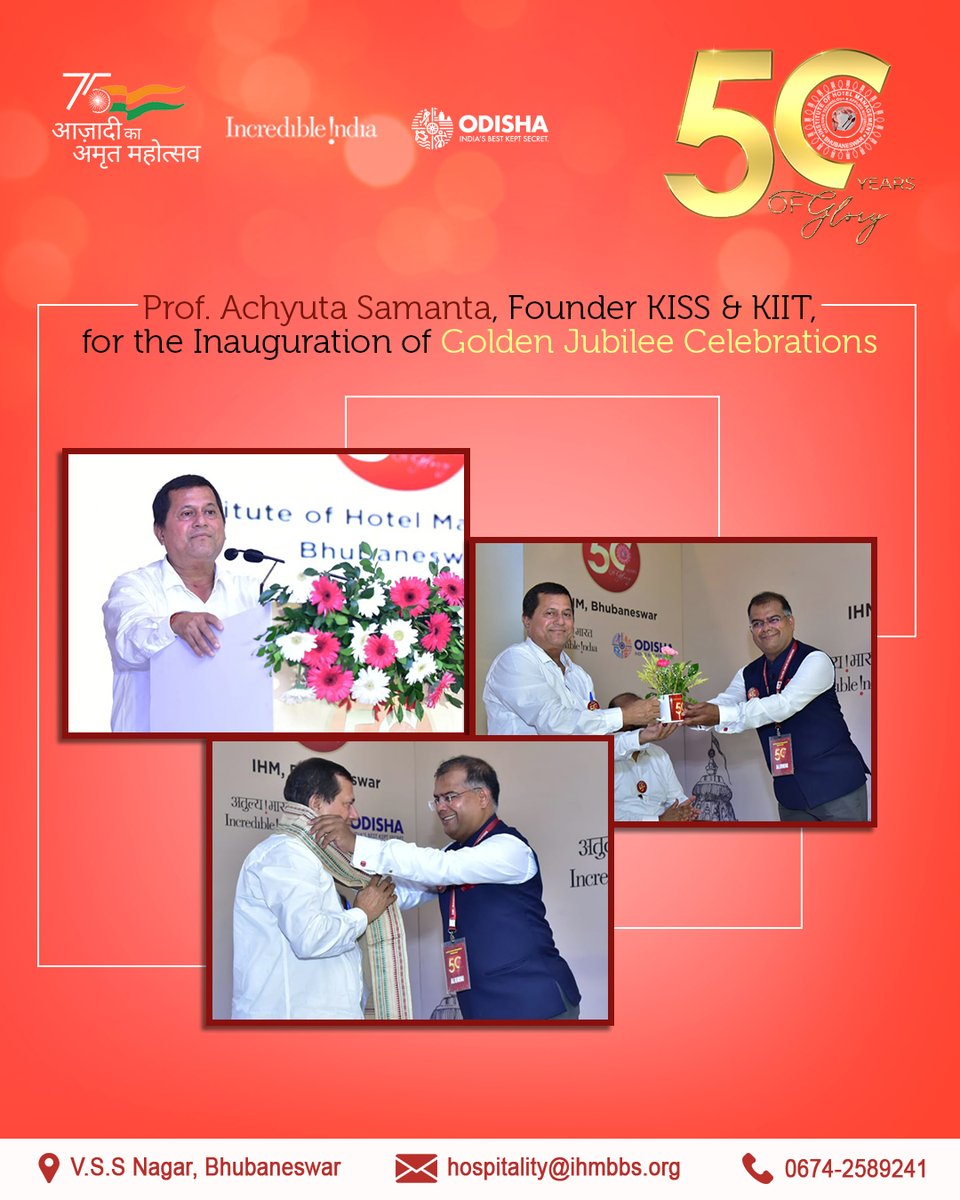 BhubaneswarIhm's tweet photo. Prof. @achyuta_samanta, Founder of KISS &amp; KIIT, for the Inauguration of Golden Jubilee Celebrations at @BhubaneswarIhm.

#AchyutaSamanta #inauguration #ihmbhubaneswar #KiitKiss #collegeevent #50yearsofGlory #goldenjubilee #glimpseofevent #celebrating50years #ihm2022 #ihmindia https://t.co/sSJpGv6dOg