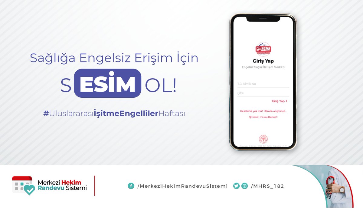 MHRS_182's tweet photo. T.C. Sağlık Bakanlığının işitme engelli vatandaşlarımız için hizmet veren uygulaması Engelsiz Sağlık İletişim Merkezi (ESİM), canlı işaret dili tercümanlığı ve yaşamı kolaylaştıran butonları ile sizlerin sesi oluyor. #UluslararasıİşitmeEngellilerHaftası https://t.co/lxm956mp2a