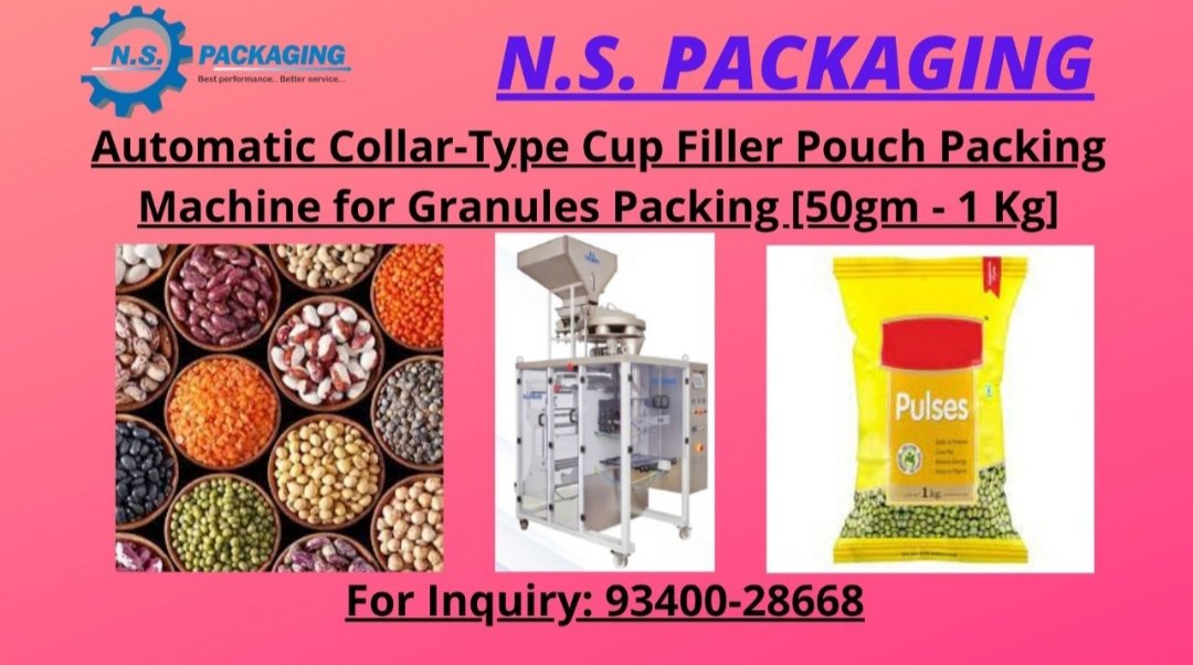 PackingStore's tweet image. Full-Pneumatic Collar-Type High-Speed Cup Filler Machine for Granules like Pulses, Seeds, Sabudana, Peanuts, Sooji, Rawa &amp;amp; Daliya etc. Pouch Packing (50gm-1 Kg). 

Machine&apos;s Video Link : 
youtu.be/M5Fql6Vjfb4

For Inquiry : 9340028668
 #pulsespacking  #granulespacking