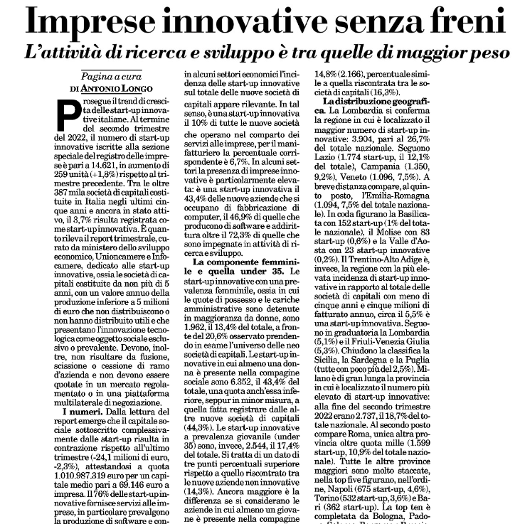 infocamere's tweet photo. 🦾 Un ecosistema #digitale da alimentare

🗞️ "Imprese innovative senza freni" via @ItaliaOggi 

👉 https://t.co/moMYFZ7zHQ

#startup @unioncamere @MISE_GOV @VincenzoBonelli @laprofrinaldi @InnovateEurope @InnovazioneTri1 @iosonolacora @killermedia https://t.co/KJ8W0q1WE5