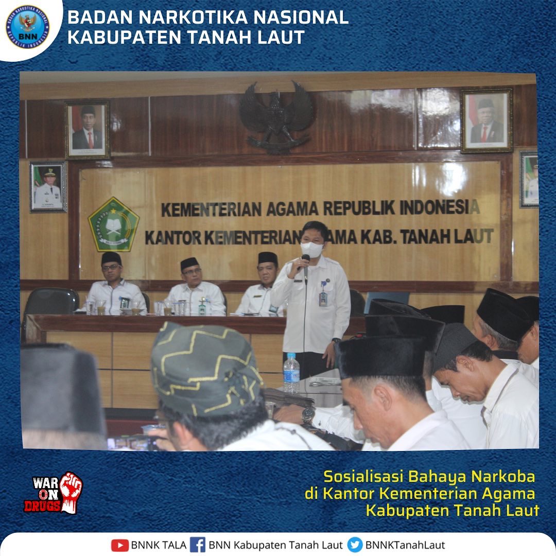 bnnktanahlaut's tweet photo. Sosialisasi Bahaya Narkoba di Kantor Kementerian Agama Kabupaten Tanah Laut
#WARONDRUGS
#SPEEDUPNEVERLETUP
#STOPCORONA
#DALASHANGITKADANARKOBA https://t.co/q9mLYlfkvV