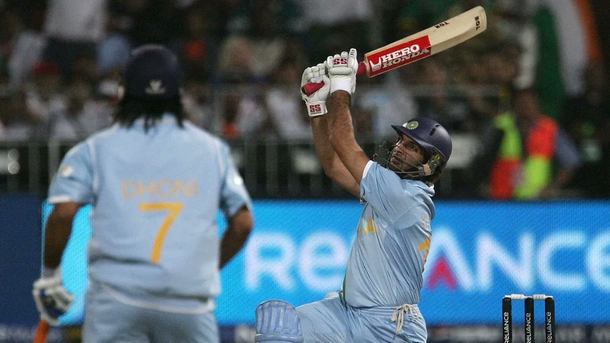 pushpinderpand1's tweet photo. #YuvrajSingh celebrating 15th anniversary of his 6 sixes against Stuart Broad (England) and scored 50 in just 12 balls which is still the unbeatable in T20 international.
#Yuvi #TeamIndia #IndvsEng2007 #Cheetah https://t.co/nGUn2PUUyX