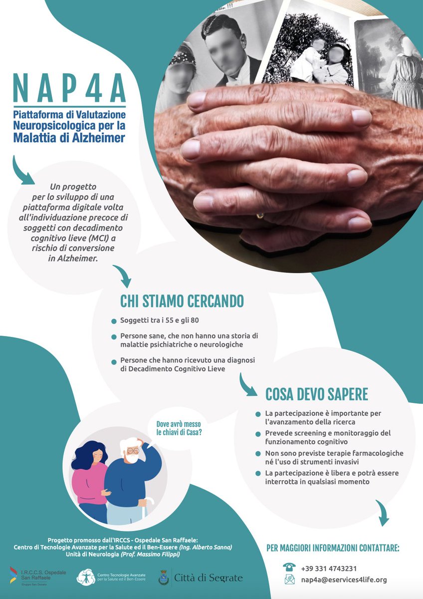 SRAnesthesiaICU's tweet photo. If you live in #Milan don’t lose this opportunity!
Do you struggle to find a word in conversations? Or, remembering where you last placed an item? Do you find it hard to remain focused?
For more info nap4a@eservices4life.org
#ActiveBrain #DementiaPrevention #Alzheimer https://t.co/dehc5LOXkN