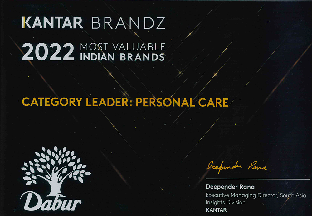 DaburIndia's tweet photo. Thank you consumers for voting Dabur as the Most Valuable Brand in the Personal Care category for 2022 in the 9th edition of Kantar BrandZ Top 75 Most Valuable Indian Brand Rankings 2022.
#Dabur #DaburAward #Kantar #BrandZ #MostValuableBrand https://t.co/8tFDitjiz3