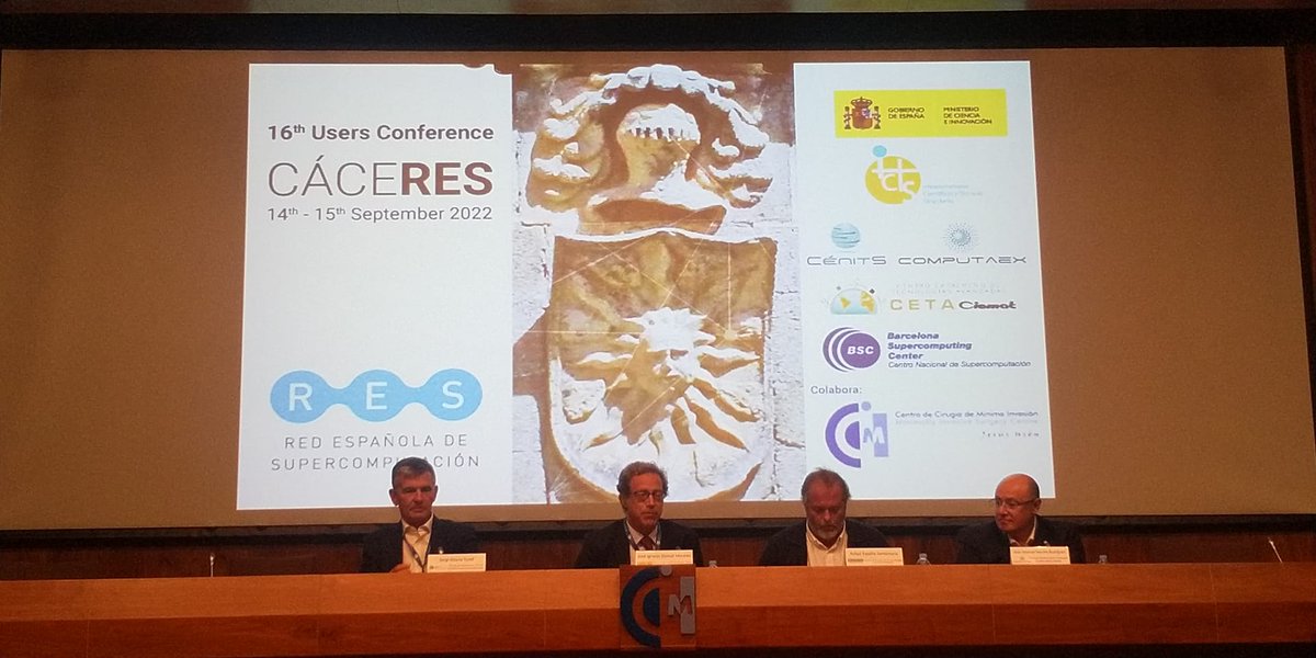EuroCC_SpainRES's tweet photo. #JURES22
La semana pasada se celebró la Conferencia Anual de Usuarios de la RES (Red Española de Supercomputación) en #Cáceres. 2 días de ponencias, mucha información y premios. Felicidades por el trabajo!!
#Supercomputación
#HPC https://t.co/rLCehpIpWR