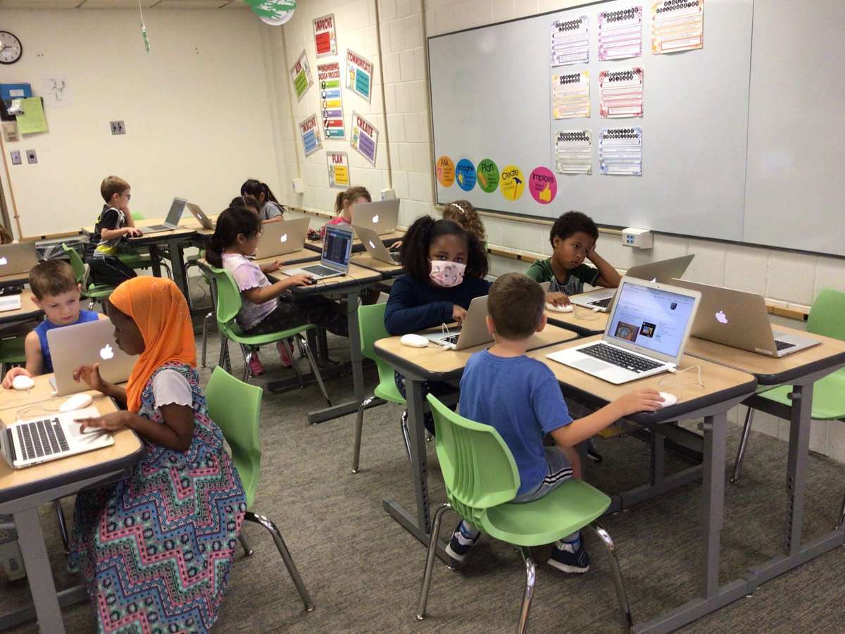 SchmidtTechie's tweet photo. Excited to begin week 3 in Tech class @GreenleafGators. So far, students have learned about #DigitalCitizenship, used new tech tools, &amp; created online (with fun movement breaks in between). Looking forward to upcoming #3Dprinting, coding with #Spheros, &amp; #makerspace challenges! https://t.co/dk6JCLVlaK