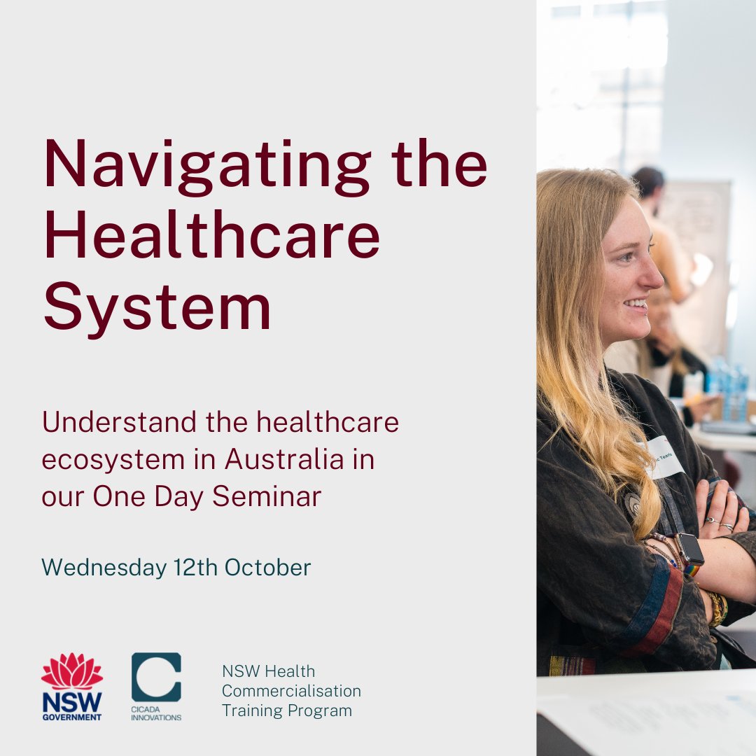 Register for the free #OneDaySeminar on Wed 12 Oct to learn how to navigate Australia’s healthcare system; 

Learn how to engage stakeholders, develop relationships &amp; integrate new technologies into the system.

Attend in-person or online hubs.li/Q01mfPxY0