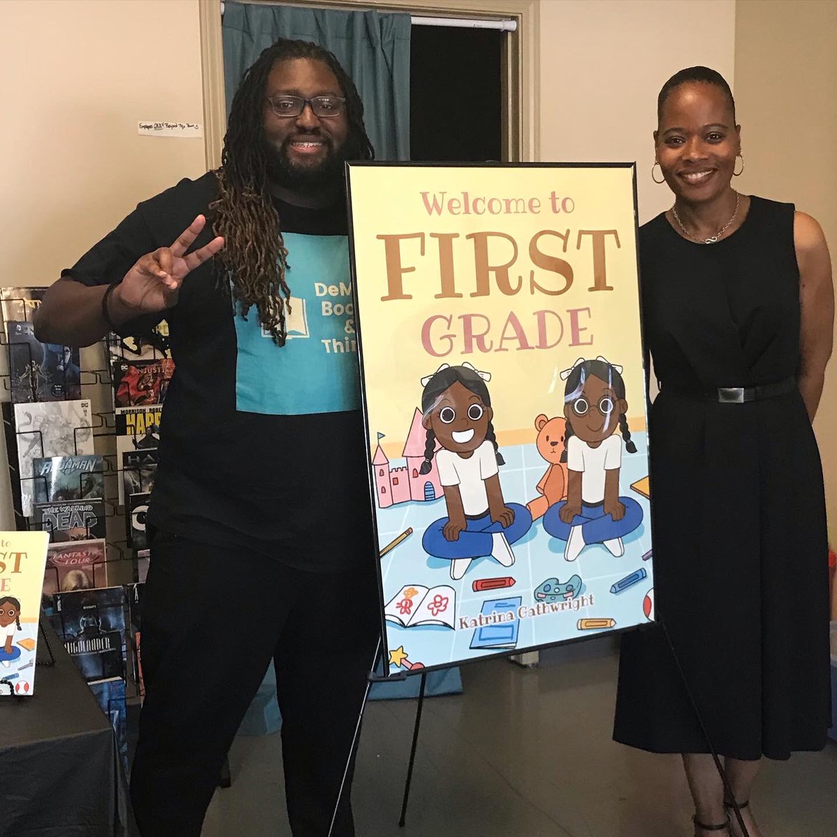 DemoirBooks's tweet photo. Today’s #booksigning for #KatrinaGathwright’s book #WelcomeToFirstGrade was so beautiful! 📚 thank you Katrina for allowing us to host you https://t.co/oY50alx4ZB