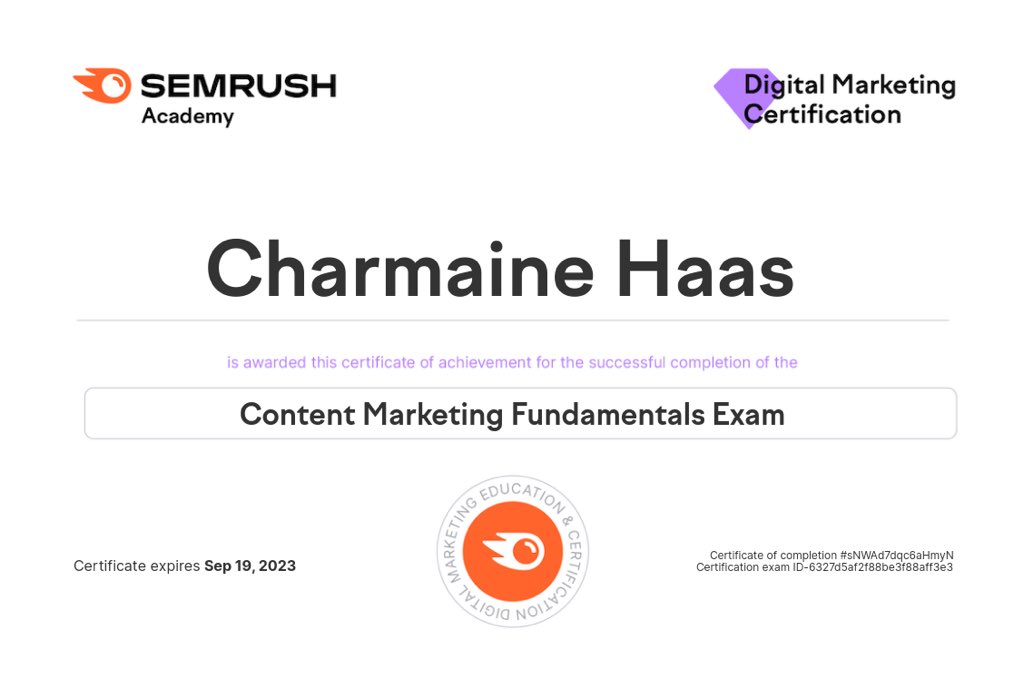 Got a certificate in Marketing Fundamentals! #Beckermann352