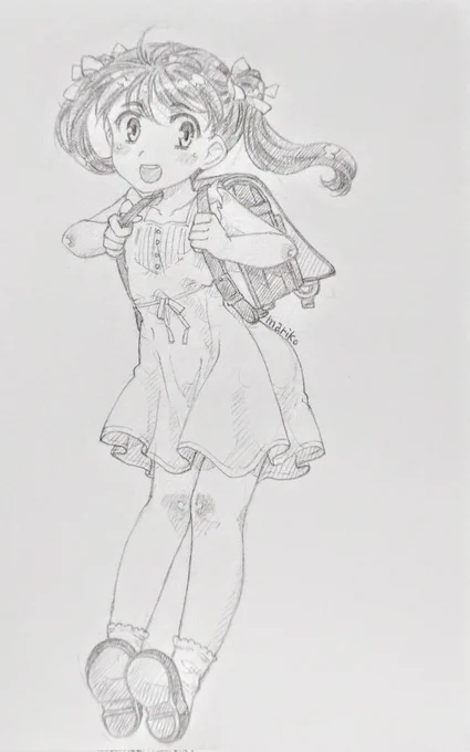 #アナログ #イラスト #落書き #女の子 #ランドセル 