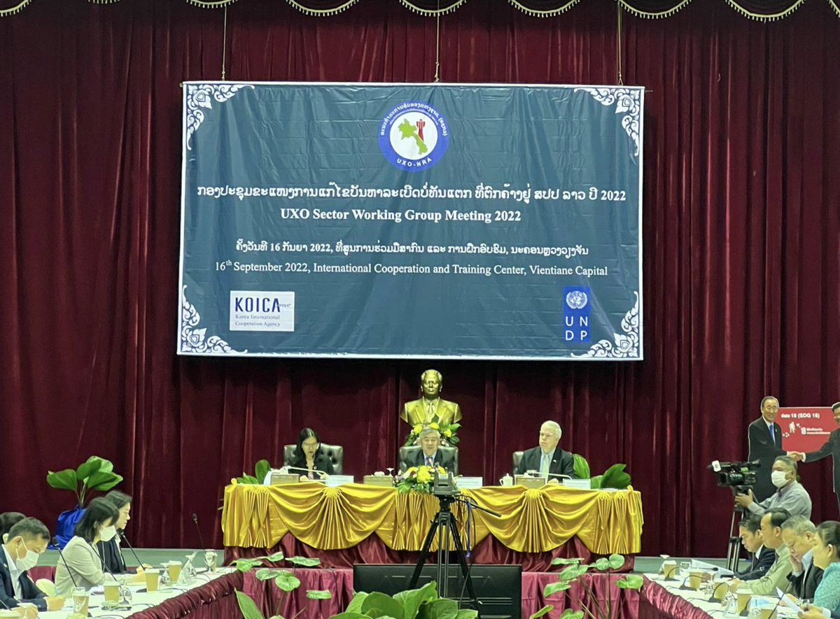 UNDPLaoPDR's tweet photo. Sector Working Group (SWG) meeting 👉 inclusive forum for discussing + exchanging views on implementation of #RTM recommendations➡️meeting on #UXO #Mine Action 2022 took place 🗓 16/9 in Vientiane👉 opp. for stakeholders ➡️share inputs &amp; reflect implemented work during the year. https://t.co/W63DahP6jR