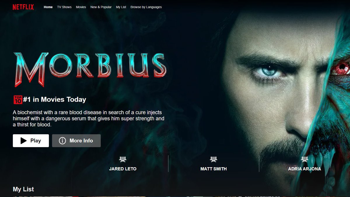 clarabelleisgay's tweet photo. doing a #WatchAndTweet for the movie #Morbius which is streaming on @netflix https://t.co/T7Pa3obP9V
