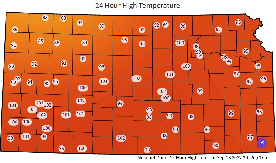 ksmesonet's tweet image. It.... it was hot today. #kswx