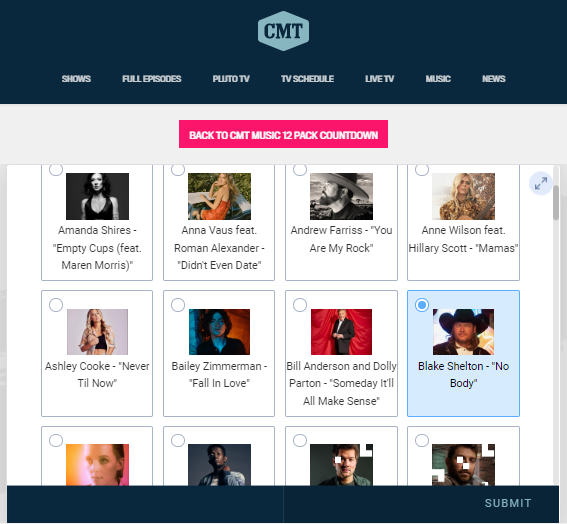 MingTatong's tweet photo. It's working! Please keep voting (unlimitedly) for Blake Shelton's #NoBody. @CMT #CMT12PackCountdown @blakeshelton #BlakShelton
Pls click here to vote: https://t.co/srRQ9PtV4w https://t.co/Z11BtWcDuS