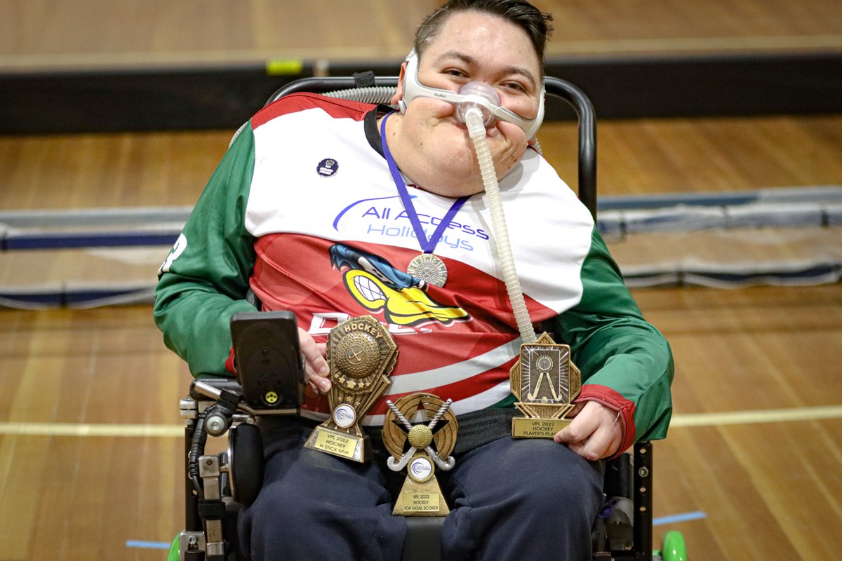 Congratulations to <a href="/LukeDavid23/">Luke David</a> for being awarded Top Goal Scorer, H-Stick MVP and Player's Player for the 2022 VPL Hockey season! 👏 #PowerchairHockey

📸 Kou Media