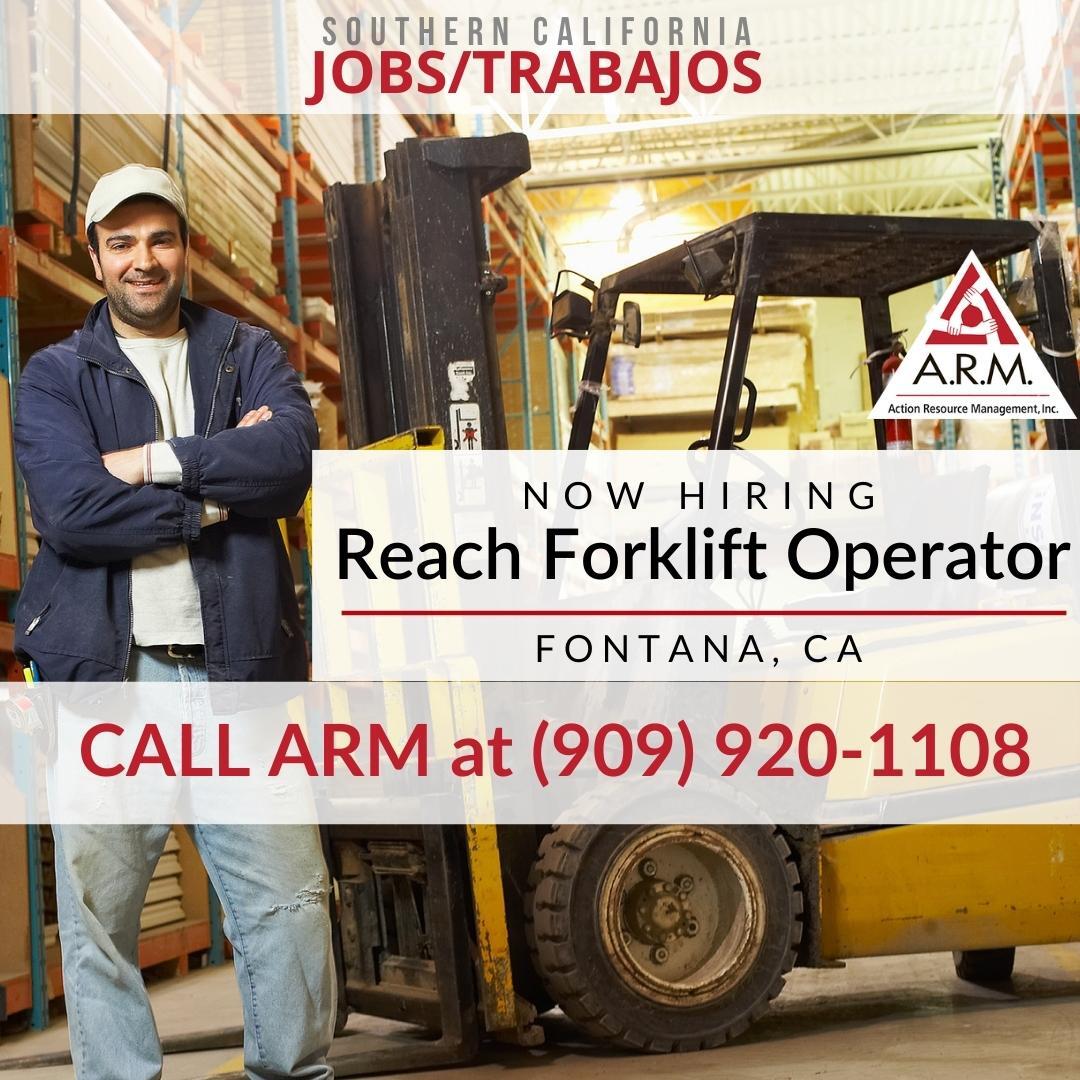 ⭐ We're hiring a Reach Forklift Operator for 1st shift in Fontana. $16-18/hr. Get all the info & apply on our website: bit.ly/arm-reach-fork…
🔺 A.R.M. Staffing, HR & Payroll Services #HablamosEspañol

#reachforklift #forkliftjobs #warehousejobs #armjobs #fontanajobs