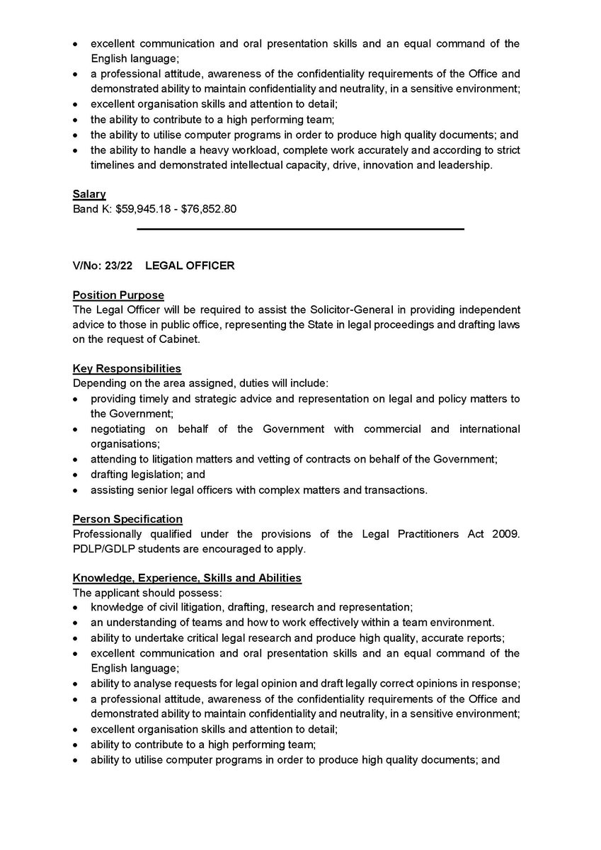 officeoftheatto's tweet photo. The Office of the Solicitor-General invites applications from suitably qualified candidates for the vacancies referred to below.
Applications close at 4.30pm on Monday, 26 September 2022 https://t.co/Vc9R8vDXQg